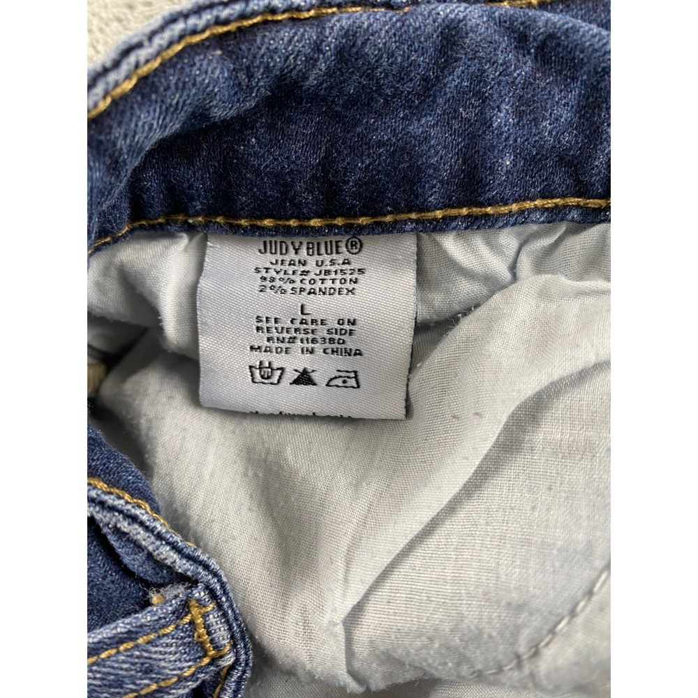 Judy Blue Los Angeles Womens Distressed Denim Shorts Dark Wash Cuffed Size L - Picture 14 of 14